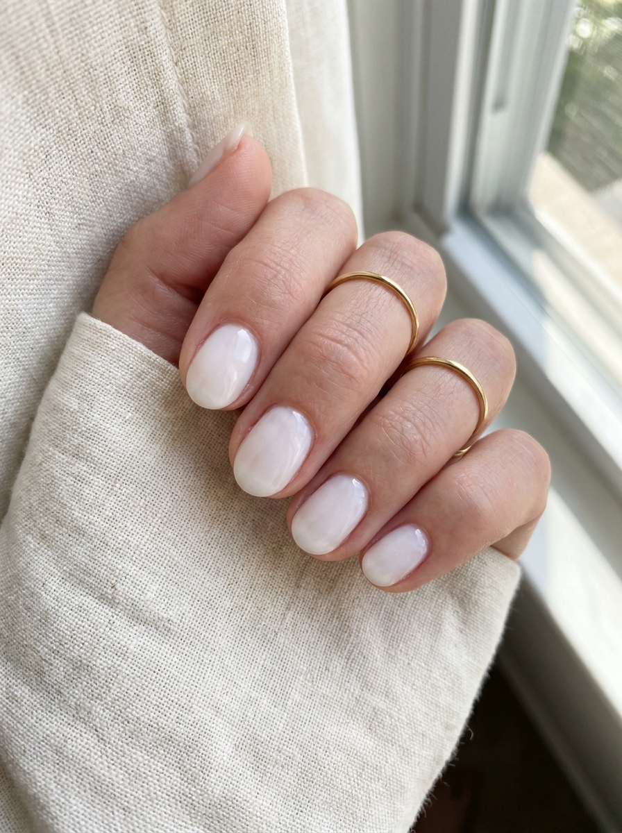 Kurze Milky White Nägel als Kurze helle Nägel Inspiration 2026